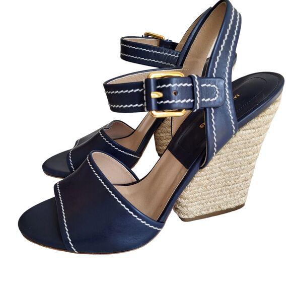 Michael Kors Collection Priya Sandals Blue Leather Size 39 - Picture 5 of 12